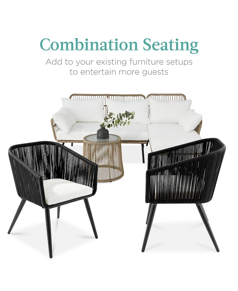 Best Choice Products Set of 2 Indoor Outdoor Patio Dining Chairs Woven Wicker Seating 250lb Capacity - Gray/Black