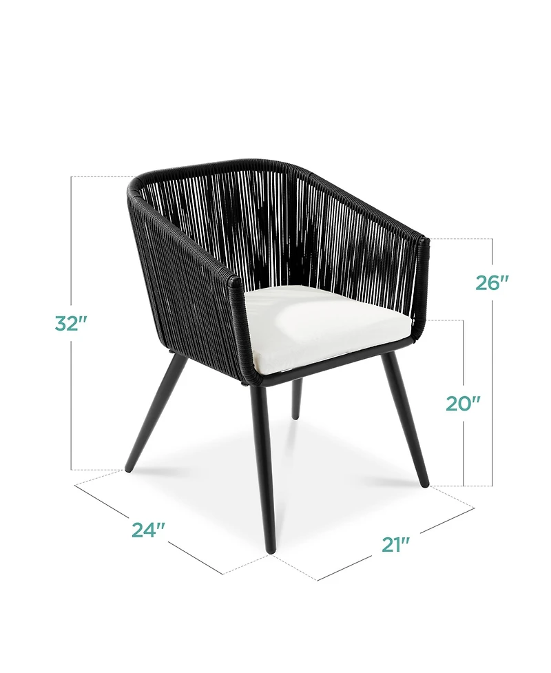 Best Choice Products Set of 2 Indoor Outdoor Patio Dining Chairs Woven Wicker Seating 250lb Capacity - Gray/Black