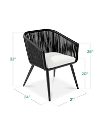 Best Choice Products Set of 2 Indoor Outdoor Patio Dining Chairs Woven Wicker Seating 250lb Capacity - Gray/Black