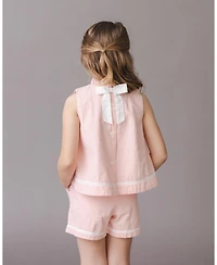 Hope & Henry Little Girls and Organic Ruffle Neck Seersucker Top