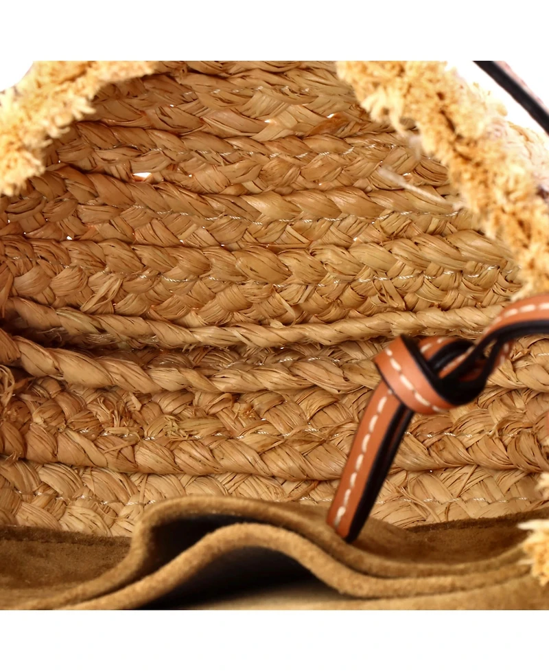 Pre-Owned Loewe Mini Gate Leather Shoulder Leather with Raffia