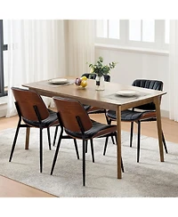 gaomon Dining Chairs Set of 6,Mid-Century Modern Upholstered Retro Pu Leather Kitchen Chairs with Walnut Bentwood Back and Metal Legs Adjustable