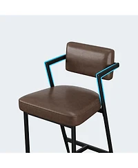gaomon Bar Stools Set of 6 with Armrests,Counter Height Backrest,Footrest, Thick Cushion and Thickened Metal Legs