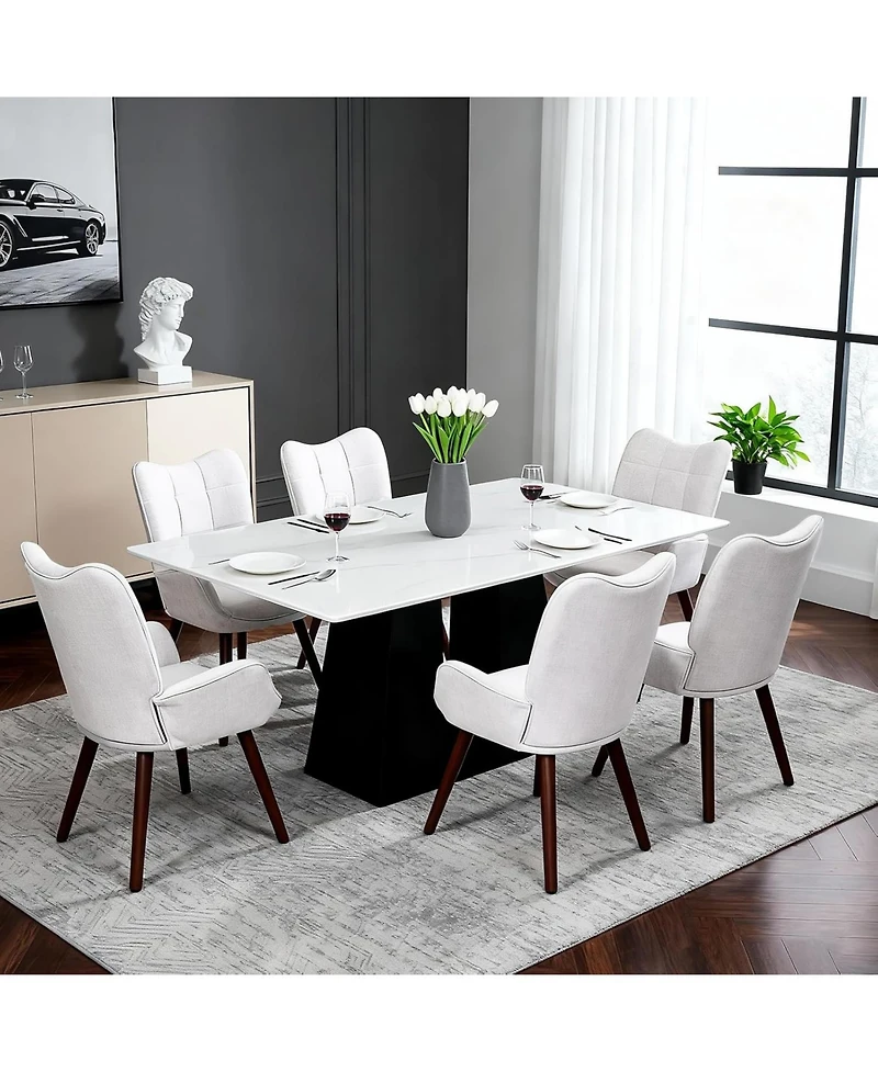 gaomon Modern Upholstered Chairs for Dining Table,Mid Century Faux Leathern Kitchen Chairs with Metal Legs,Farmhouse High Back Dinning Chair