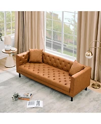 gaomon 81" Modern Leather Chesterfield Sofa