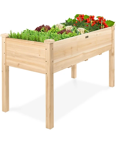 Best Choice Product 48x24x30in Raised Garden Bed, Elevated Wooden Planter for Yard w/ Foot Caps, Bed Liner
