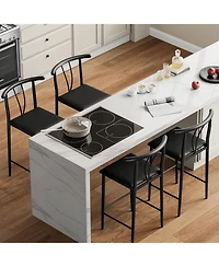 gaomon Bar Stools Set of 4 with Backrest and Footrest,Kitchen Barstools with Thick Cushion,25 in Counter Height Bar Stools for Dining Room Kitchen