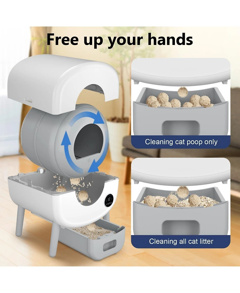 Cumrige Fumoi Self Cleaning Litter Box,Large Capacity Automatic Cat Litter Box Self Cleaning for Multiple Cats with App Control and Safety Protection