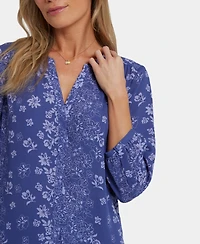 Nydj Women's Pintuck Spit Neck Top