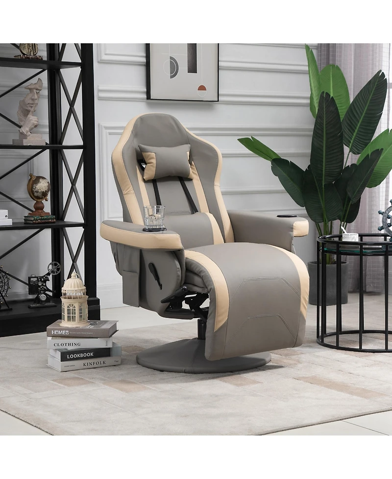 Boyel Living Manual Recliner Armchair Pu Leather Lounge Chair Adjustable Leg Rest 360degree(s) Swivel