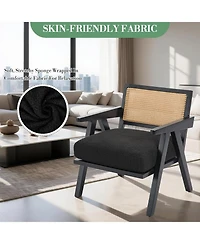 gaomon Mid Century Accent Chairs Set of 2, Linen Upholstered Wood Frame Armchairs - Black