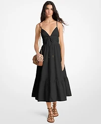 Michael Kors Women's V-Neck Poplin Fit & Flare Midi Dress