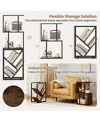 Slickblue 6 Tier Geometric Tree Bookshelf S Shape Open Shelf Bookcase