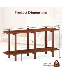 Slickblue 2 Tier Wood Display Bookcase Low Horizontal Shelf
