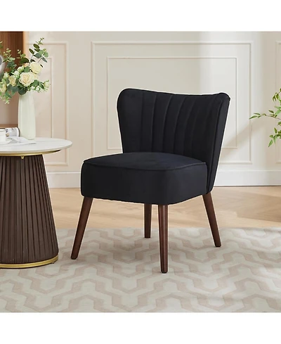gaomon Modern Velvet Accent Chair with Wood Legs