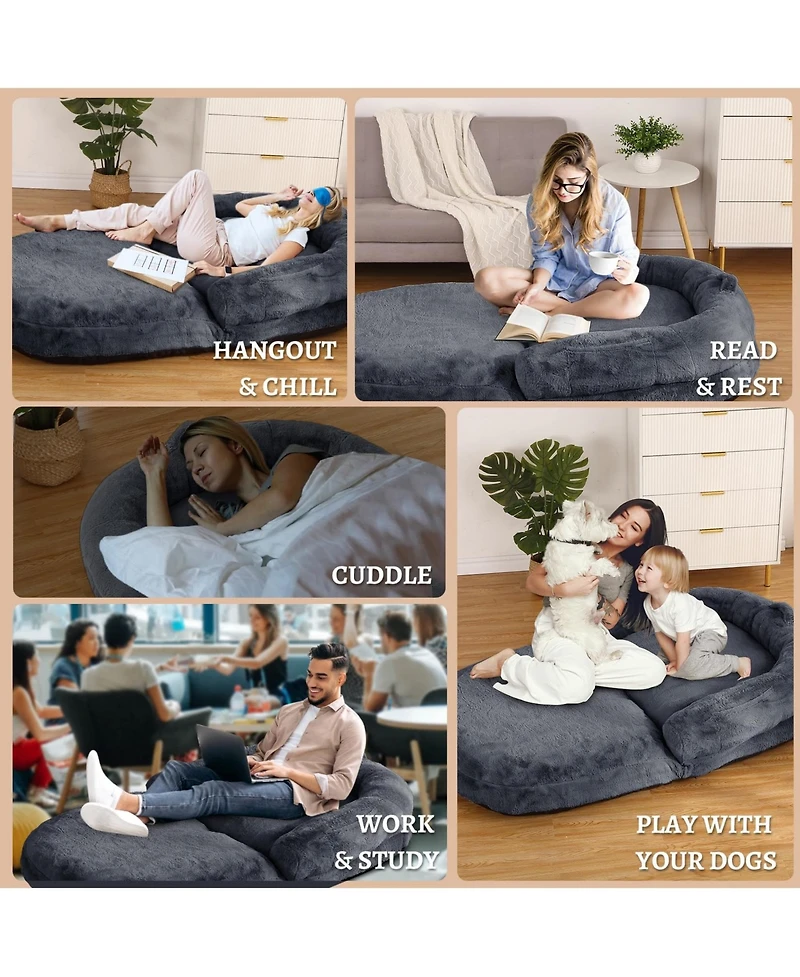 gaomon Human Giant Dog Bed for People Adult, Foldable Lazy Sofa Bed for Men Women and Pets