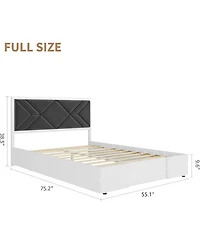 gaomon Full Upholstered Bed Frame with Tufted Design & Soft Headboard, Wood Slats, No Box Spring, Stable & Quiet