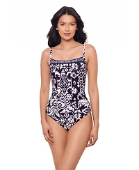 Miraclesuit Women's Printed Square Neck Underwire One-Piece Swimsuit