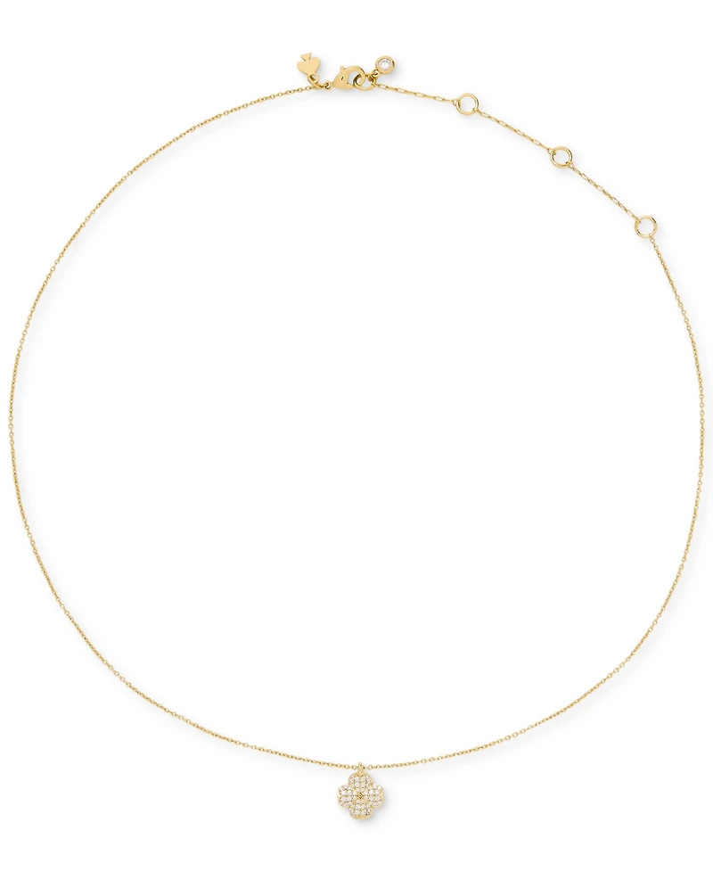 kate spade new york Gold Plated Flower Pave Mini Pendant Necklace