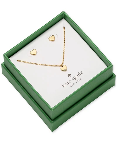 kate spade new york Gold Plated Mini Heart Pendant and Earrings Set