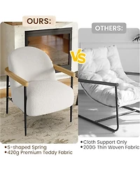 gaomon Comfy Chair Set of 2, Modern Accent Chairs with Teddy Fabric, Wood Arms and Metal Frame