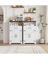 gaomon Bathroom Storage Cabinet,Farmhouse Bathroom Cabinet for Kitchen, Living Room, Entryway, Set of 2