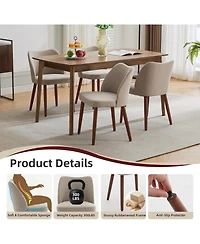 gaomon Linen Dining Chairs Set of 4, Upholstered Wingback Chairs with Wood Legs