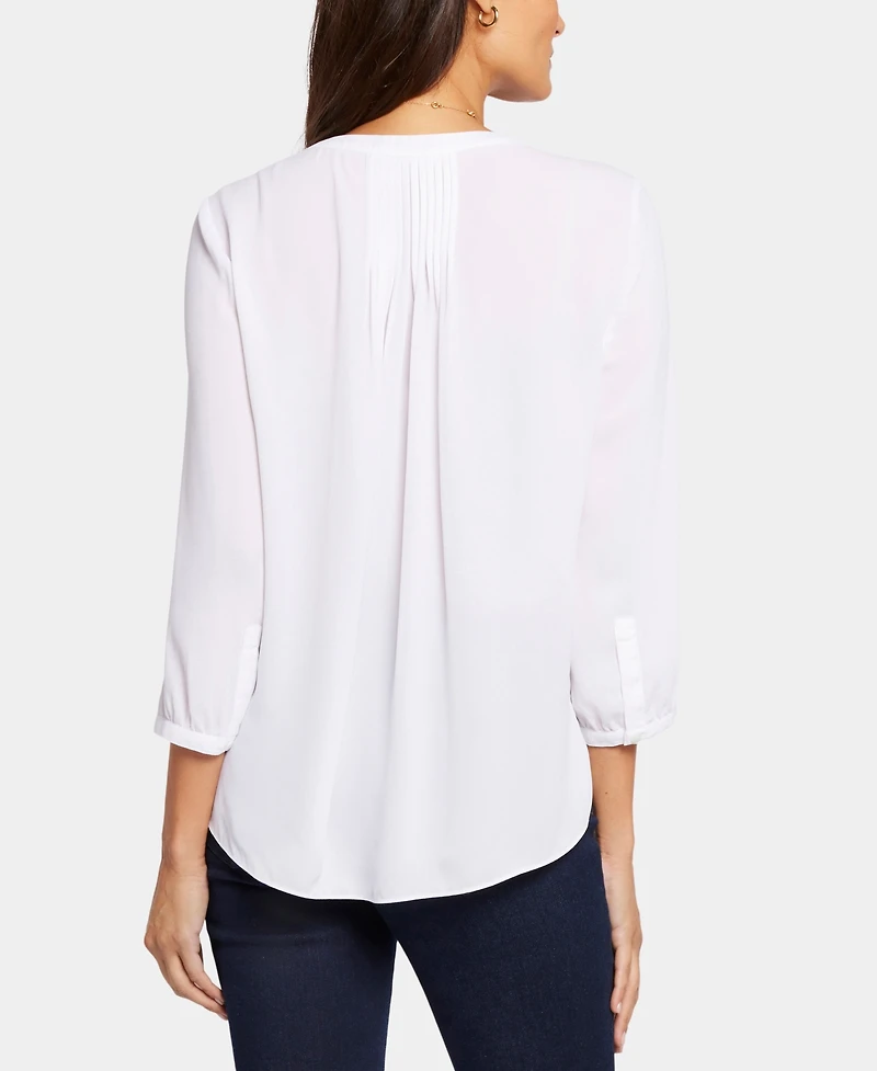 Nydj Petite Pintuck Split neck Top