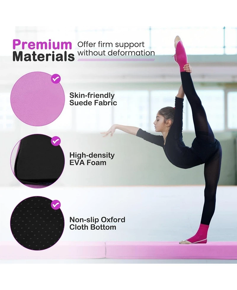 Hongge 7 Ft Folding Balance Beam with Removable Suede Cover and Non-slip Bottom