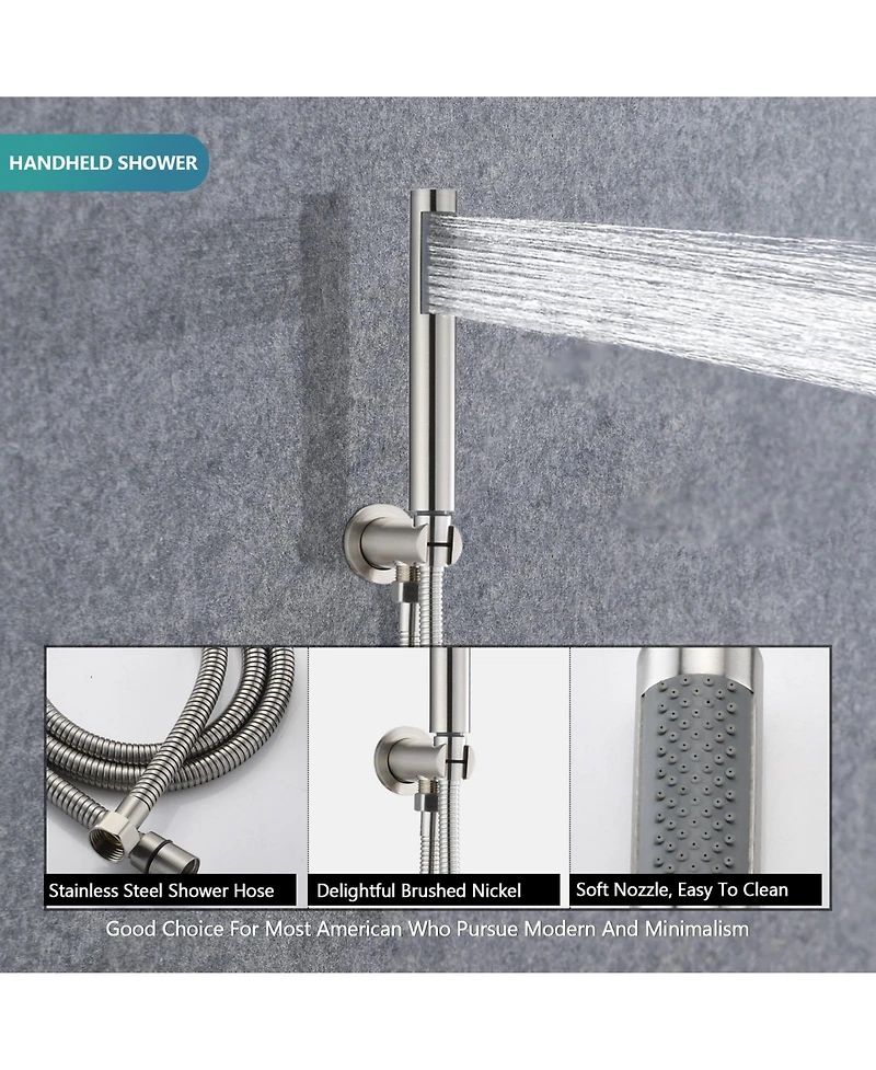 Busdays Wall Mounted Round Shower Combo Set with 10" Rain Shower head and Handheld Shower Head Set with Pressure Balancing Valve