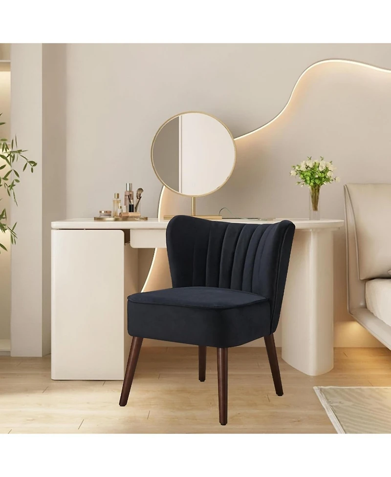 gaomon Modern Velvet Accent Chair Set of 2 with Wood Legs
