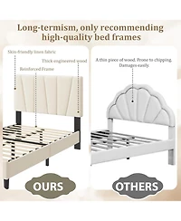 gaomon Mdf + Iron Geometric Pattern Soft Bed, Stylish and Modern Design, Upholstered Mattress