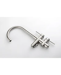 Busdays Floor Mounted Tub Faucet High Flow Freestanding Tub Filler Faucet with Handheld Shower Head and Swivel Spout