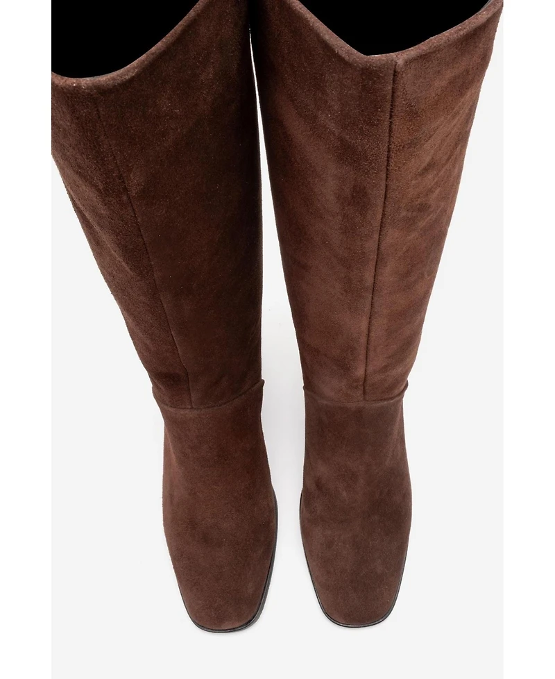 Forever & Always Shoes Women's Taly Leather Block Heel Knee High Boot