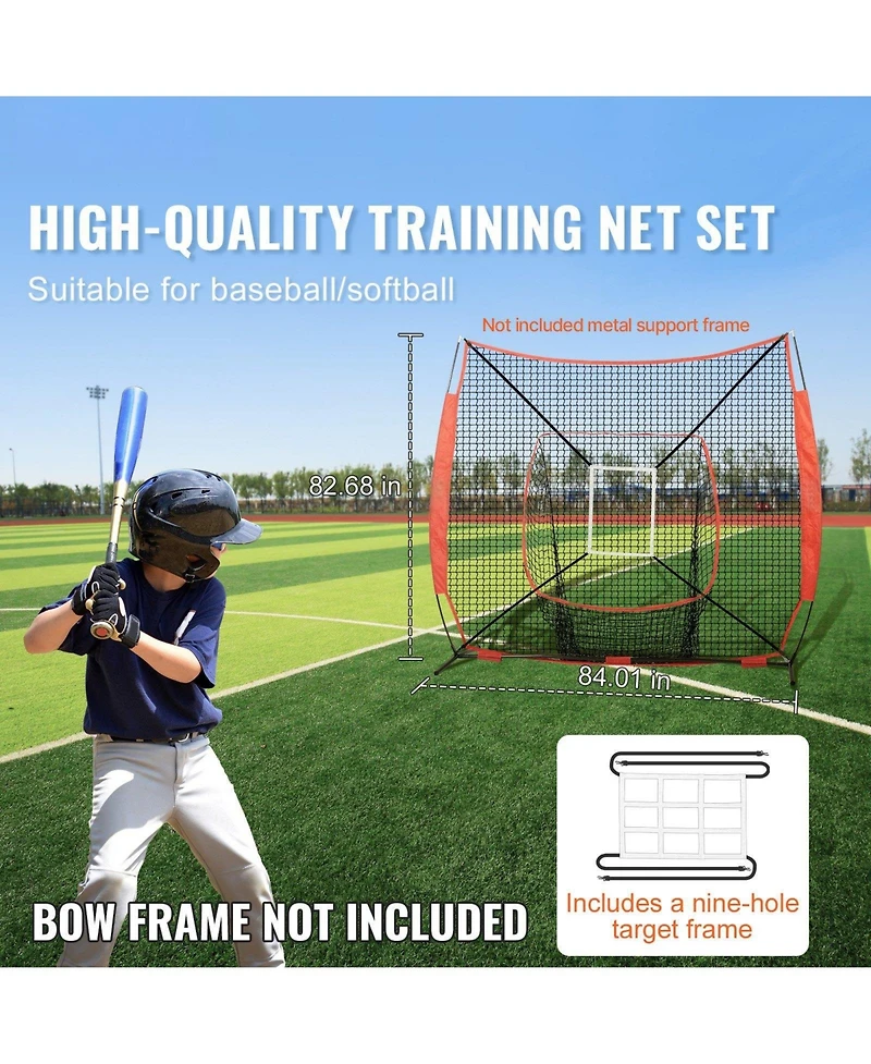 Mecale 7 x 7 Ft Baseball Softball Practice Net with Strike Zone
