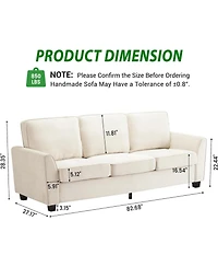 gaomon 83" Oversized Chenille 3-Seater Sofa, Mid-Century Modern Cloud Couch with Deep Seats, Washable Covers