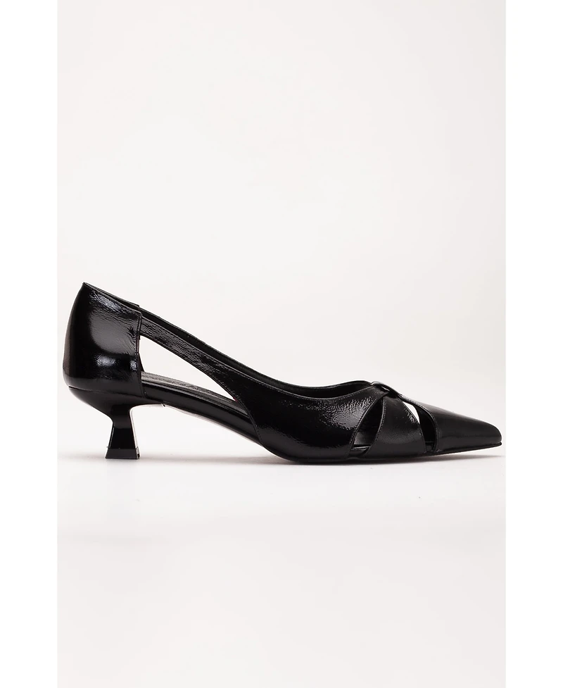 Forever and Always Shoes Women's Sidal Kitten Heel Leather Pumps