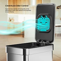 Home Zone Living 3 Gallon Slim Stainless Steel Trash Can with CleanAura Odor Control and Soft Close Lid, Silver