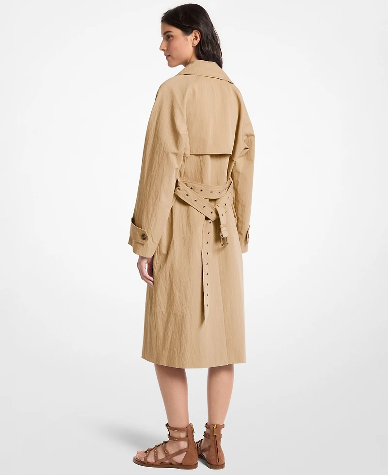 Michael Kors Women's Collared Neck Oversize Belted Trench Coat