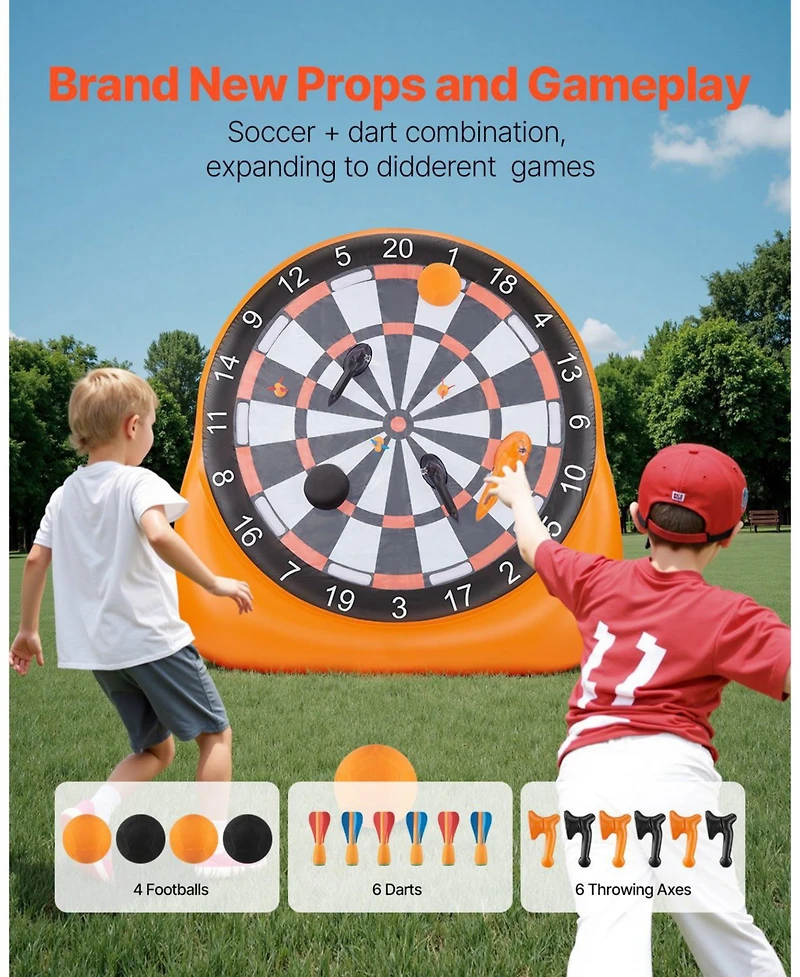 Mecale 6 Ft Inflatable Soccer Dart Board with Balls and Air Pump