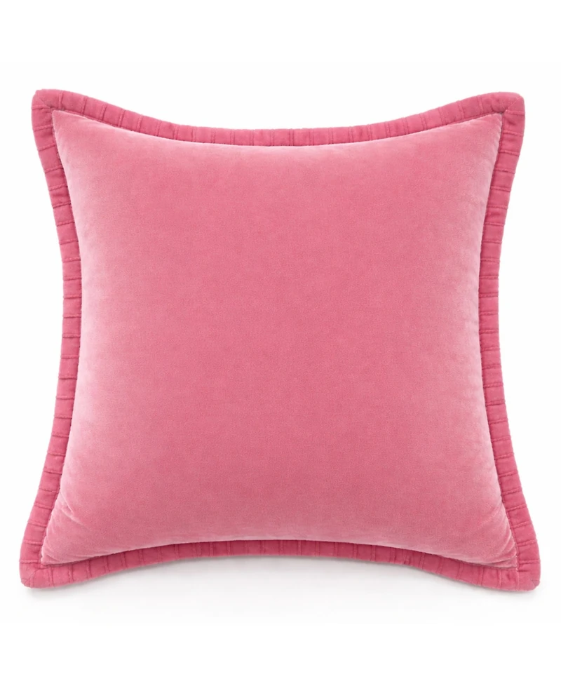 Vibhsa Soft Plaid Blue Textured Velvet Flange Decorative Pillow, 20" x 20"