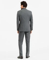 Tallia Mens Classic Fit Gray Blue Check Suit Separates