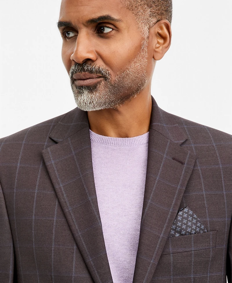Tallia Men's Classic-Fit Brown & Blue Check Suit Separate Jacket