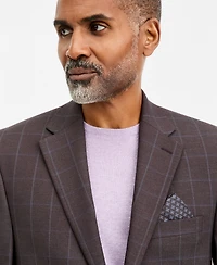 Tallia Men's Classic-Fit Brown & Blue Check Suit Separate Jacket