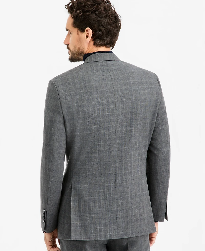Tallia Men's Classic-Fit Gray & Blue Check Suit Separate Jacket