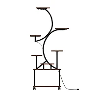 62" Tall Metal Plant Flower Holder Stand with Lights 8 Tiered Plant Shelf