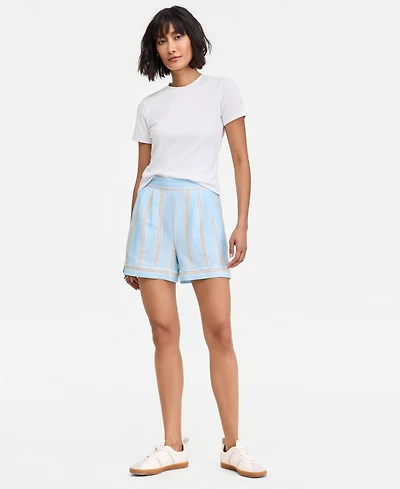 On 34th Women's Linen-Blend Tailored Pull-On Shorts, Macy's Exclusive