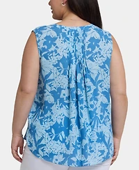Nydj Plus Sleeveless Pintuck Top