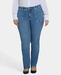 Nydj Plus Marilyn Straight Jeans with Front Patch Pockets