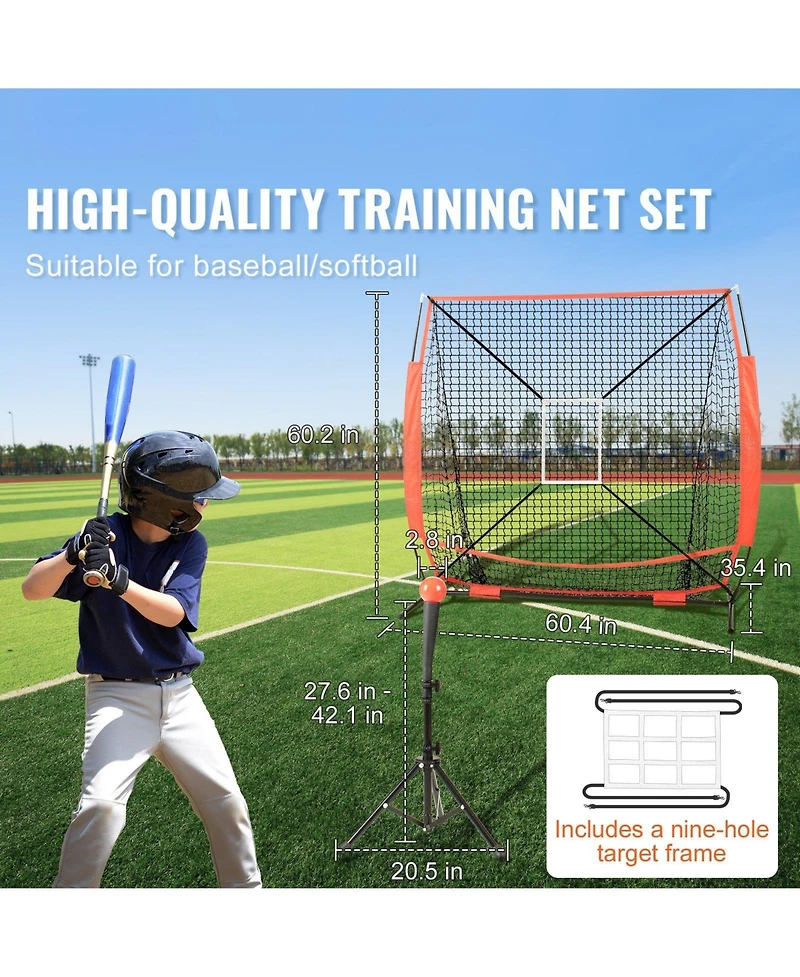 Mecale 5 x 5 Ft Baseball Softball Practice Net with Bow Frame and Carry Bag